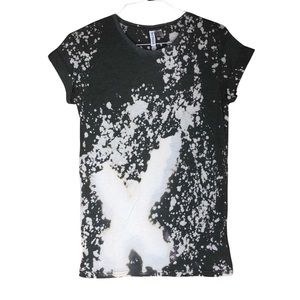 Divided  T-Shirt Women’s Medium Bleach Tie-Dye Acid Wash Rolled Cuff Tee XS